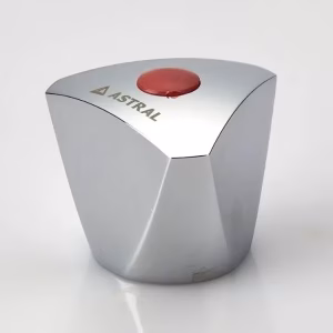 FANCY HANDLE (KNOB) WITH RED & BLUE PLASTIC BUTTON (TRIANGLE)